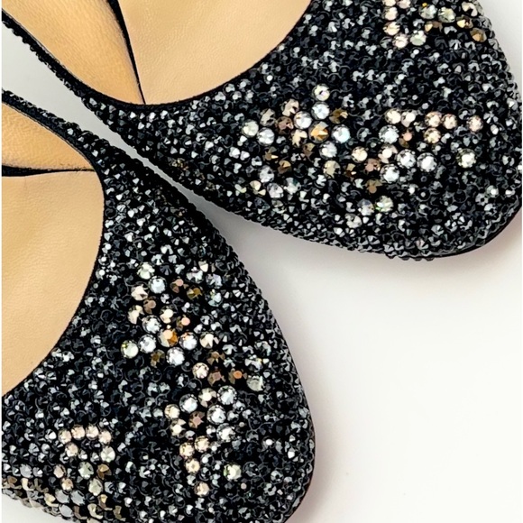 Jimmy Choo Crystal Collection Round Toe Swarovski Embellished Pumps Blac… - Picture 10 of 12